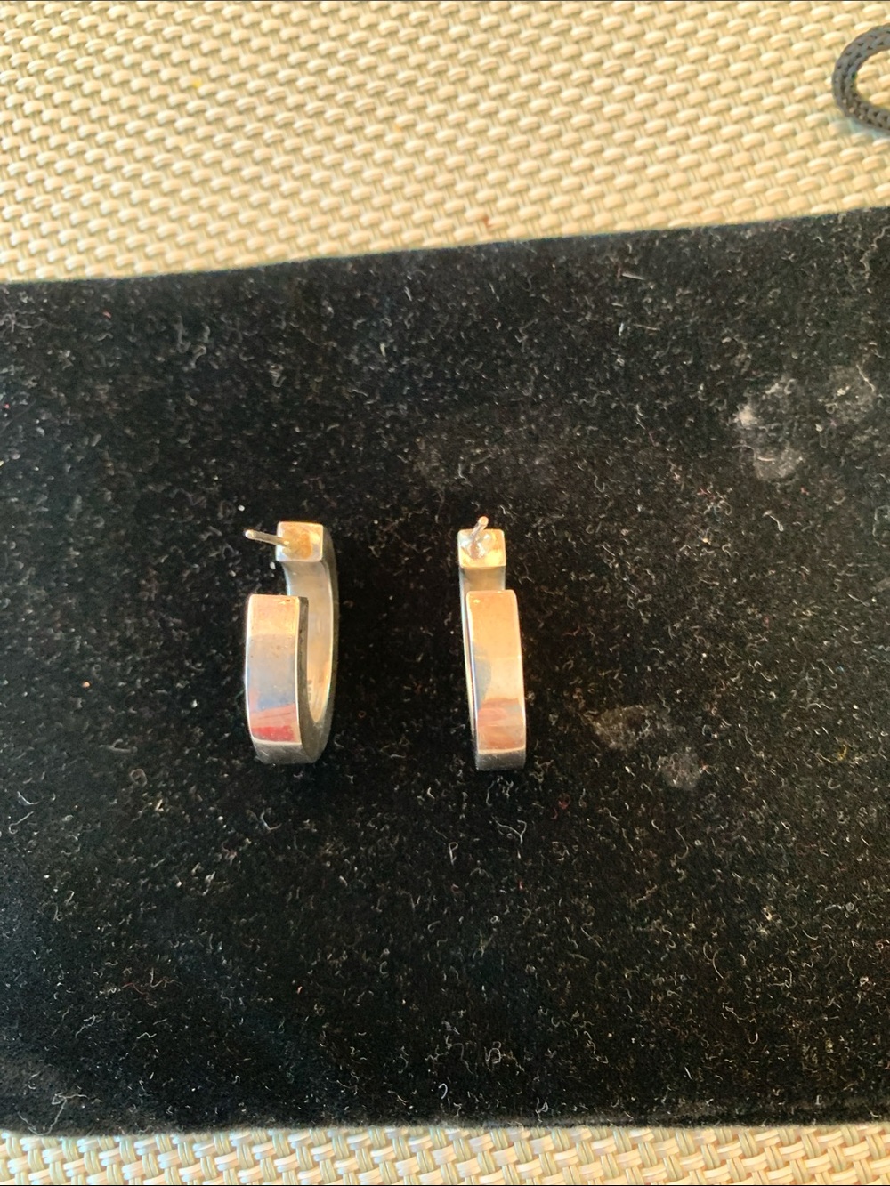 Sterling Silver Thick Hoop Earrings - Picture 4 of 7